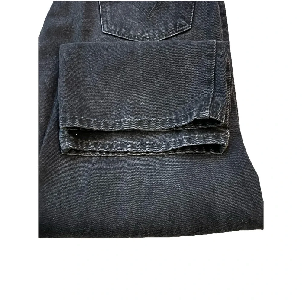 Levis 550 Relaxed Fit Black Denim Jeans Mens 42x30 100% Cotton Tapered Leg